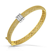 Жесткий золотой браслет с родированием (арт. 3261339жр)