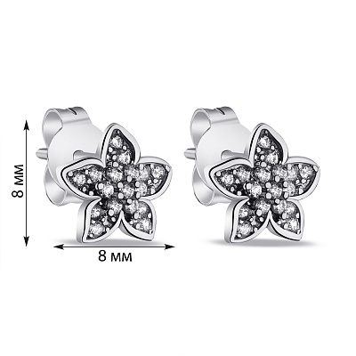 Срібні сережки в формі квітки з фіанітами (арт. 7518/6608)