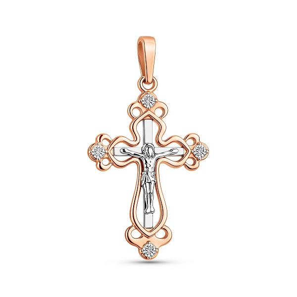 Золотой крестик с распятием и фианитами (арт. 501646) – изображение 1