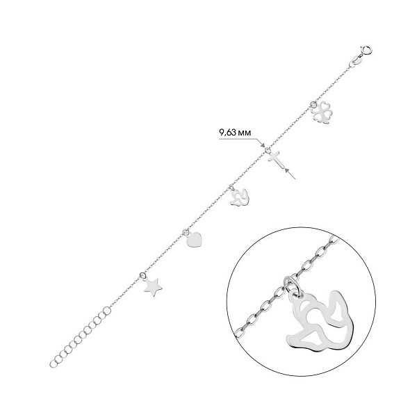 Браслет из белого золота с подвесками без камней (арт. 325409б) – изображение 2