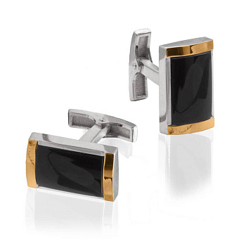 Серебряные запонки с ониксом (арт. 7215/194озю)