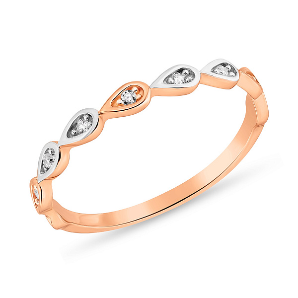 Золотое кольцо с родированием и фианитами (арт. 155291р) – изображение 1