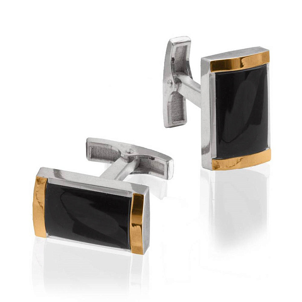Серебряные запонки с ониксом (арт. 7215/194озю) – изображение 1