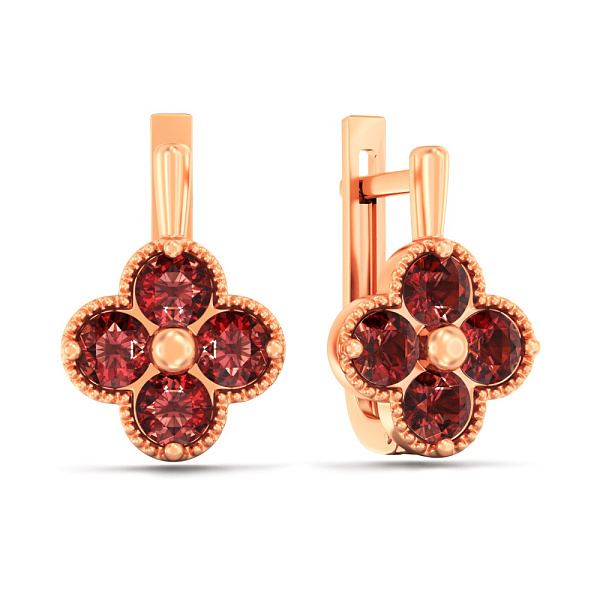 Сережки з червоного золота з гранатом (арт. 111246Пк) – зображення 1
