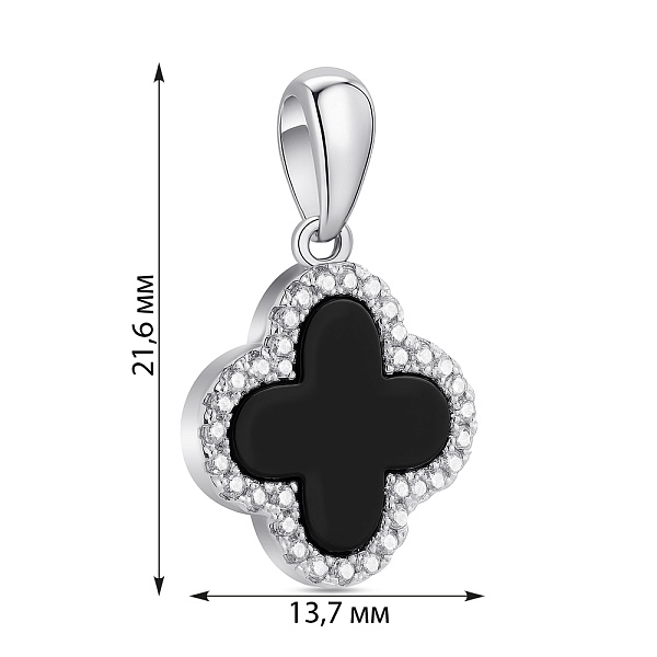 Серебряный подвес с ониксом и фианитами (арт. 7503/2169/15о) – изображение 2