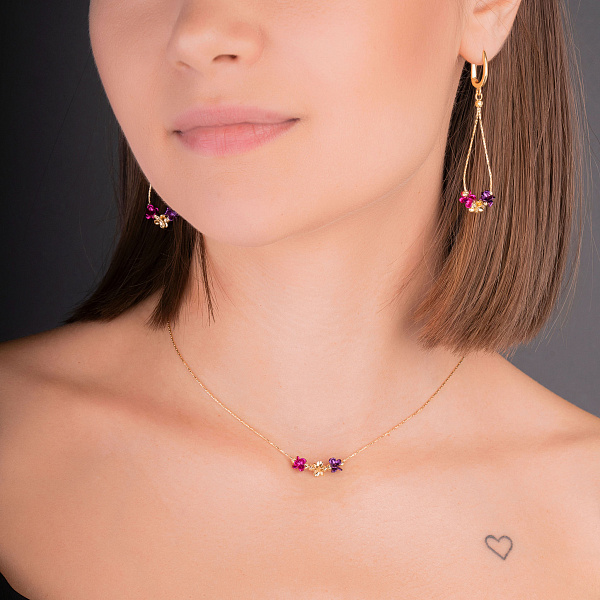 Золотые серьги-подвески Francelli (арт. 1091240жфмлн) – изображение 2