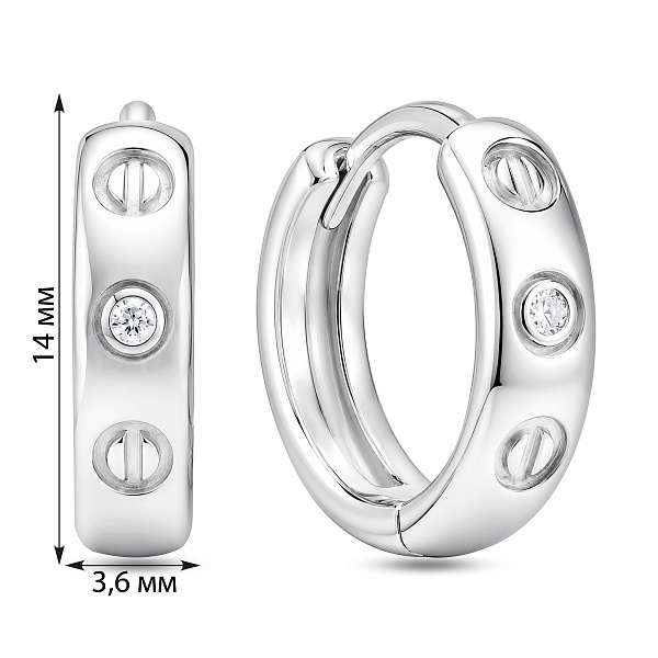 Серебряные серьги-кольца с фианитами (арт. 7502/10152/15) – изображение 2