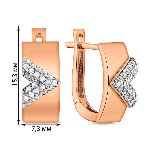 Серьги из красного золота с фианитами (арт. 108638) – изображение 2