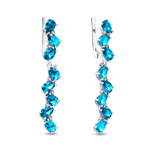 Серебряные серьги с кварцем и фианитами (арт. 7002/2928/9Пкг) – изображение 1