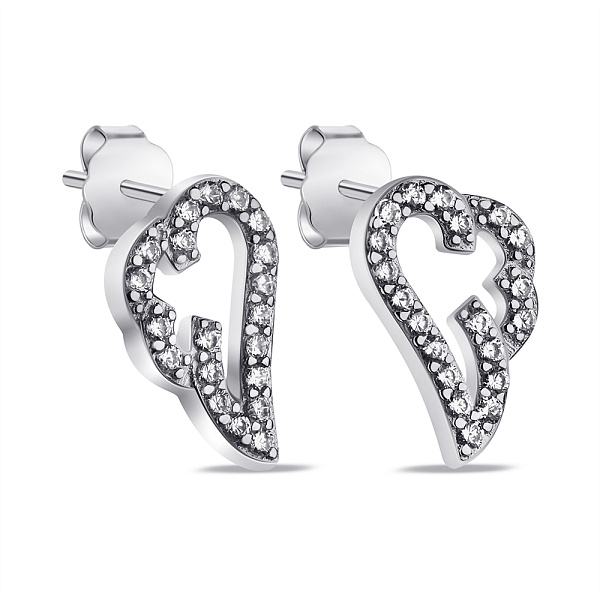 Серебряные серьги Крылья с фианитами (арт. 7518/СК2Ф/1014) – изображение 1