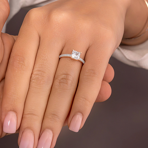 Золота каблучка з фіанітами (арт. 1401145) – зображення 4