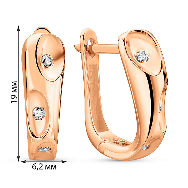 Золоті сережки з фіанітами (арт. 1091127) – зображення 3