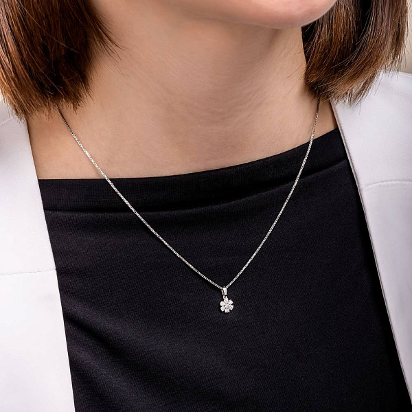 Золотой кулон Цветок с бриллиантами (арт. П341467020б) – изображение 2