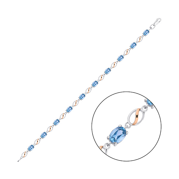 Браслет серебряный с голубым альпинитом (арт. 7209/0663агбрю) – изображение 1
