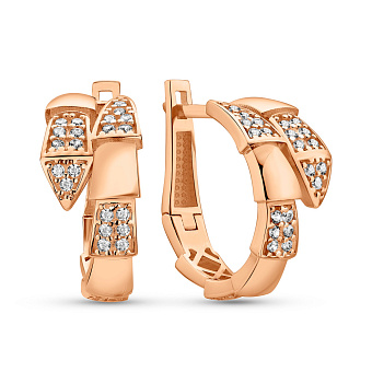 Фото Золоті сережки Змія з фіанітами (арт. 1091377)