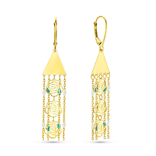 Серьги-подвески Francelli из желтого золота с эмалью (арт. 1091584жегб) – изображение 1