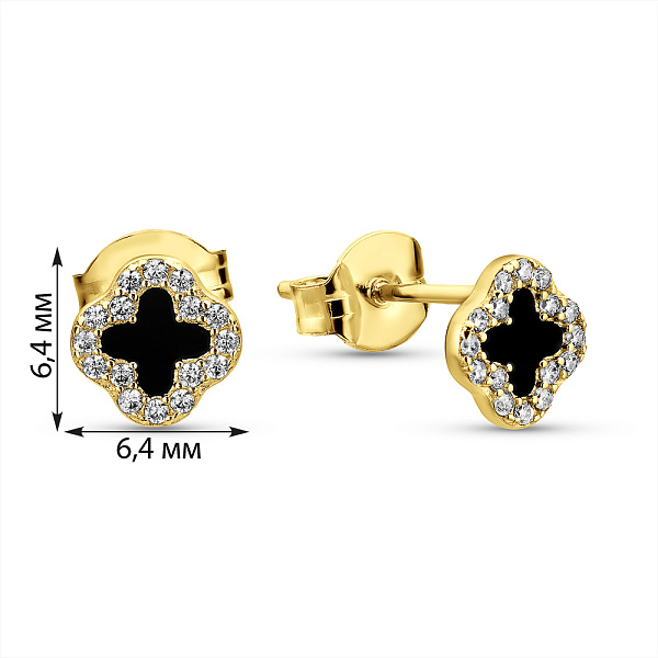 Серебряные серьги с родированием и эмалью (арт. 7518/6955/6жечм) – изображение 2