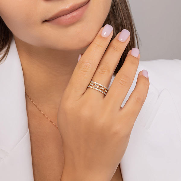 Золота каблучка Ланки з фіанітами (арт. 156395) – зображення 3