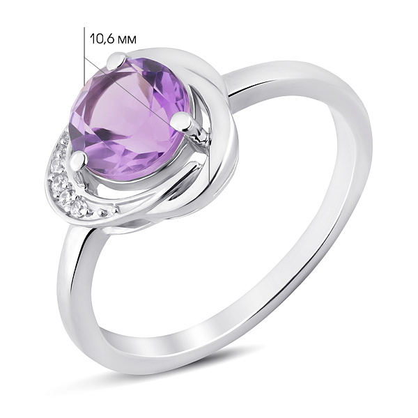 Серебряное кольцо с крупным аметистом (арт. 7501/2193951А) – изображение 2
