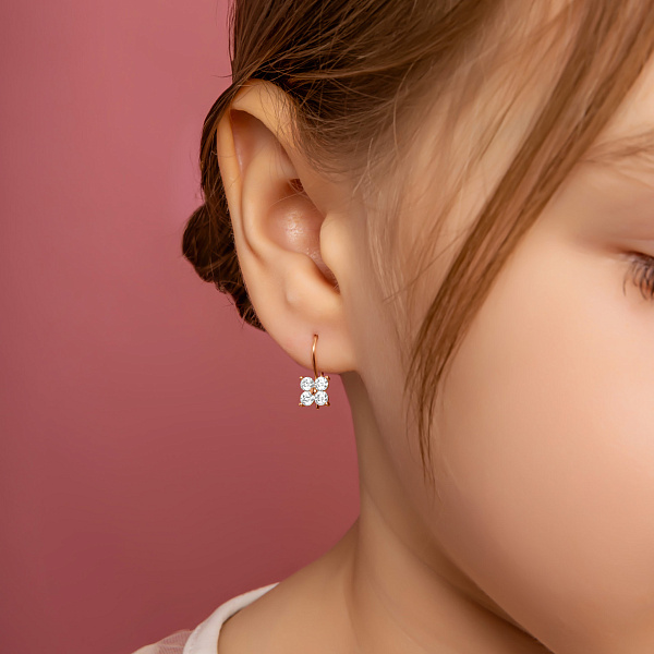 Сережки для детей из золота с фианитами (арт. 110299) – изображение 3