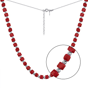 Фото Кольє зі срібла з червоним оніксом (арт. 7507/2009ок)