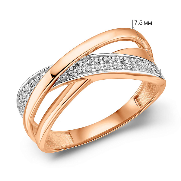 Кольцо из красного золота с фианитами (арт. 156141) – изображение 2