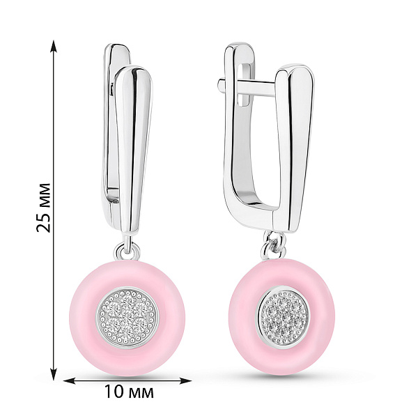 Срібні сережки з керамікою та фіанітами (арт. 7502/1154397кмр) – зображення 2