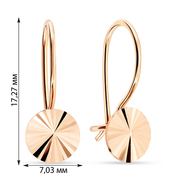 Золотые сережки для детей с алмазной гранью (арт. 100110) – изображение 2