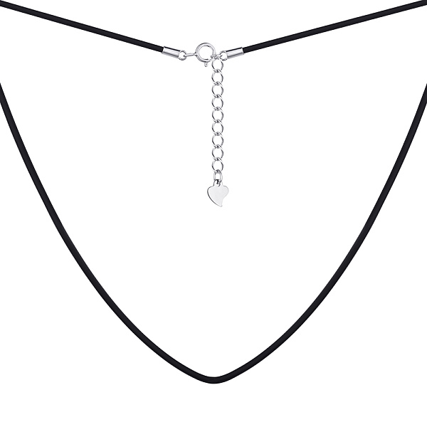 Ювелірний шнурок-кольє з каучука з срібною застібкою (арт. 7607/900Р1/40+5) – зображення 2