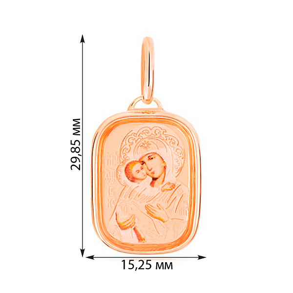 Золотая ладанка Божья Матерь «Владимирская» (арт. 400905рц) – изображение 2