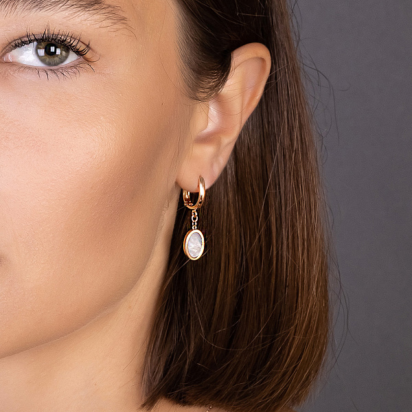 Серьги Лýна из красного золота с перламутром (арт. 109515п) – изображение 2