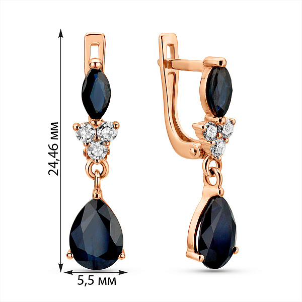 Серьги из красного золота с сапфиром и бриллиантами  (арт. С011187с) – изображение 4