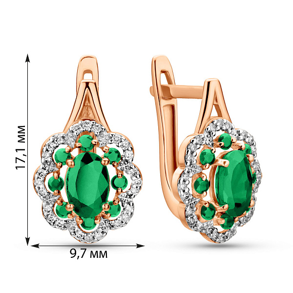 Серьги из красного золота с изумрудом и бриллиантами (арт. С011088и) – изображение 2