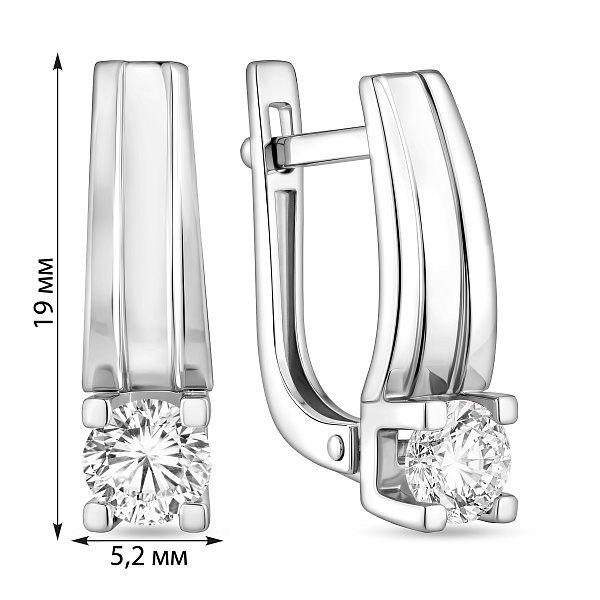 Серьги из белого золота с фианитом (арт. 116300б) – изображение 2