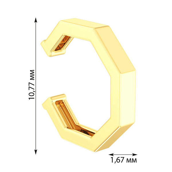 Золотая серьга-каффа на одно ухо (арт. 110851жЯ) – изображение 3