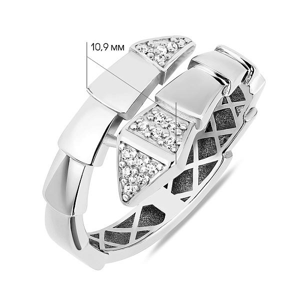 Кольцо из белого золота с фианитами (арт. 1401150б) – изображение 2
