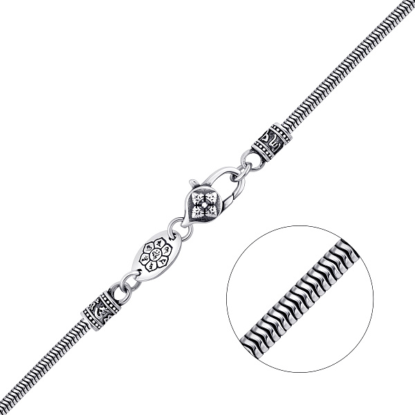 Серебряный браслет плетения Снейк (арт. 7908/2423ч) – изображение 1