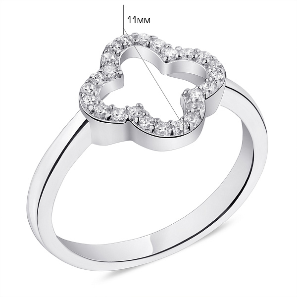 Серебряное кольцо "Клевер" с фианитами (арт. 7501/5942) – изображение 2