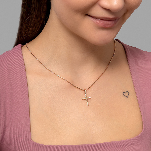 Золотий натільний хрестик з фіанітами (арт. 501388) – зображення 2