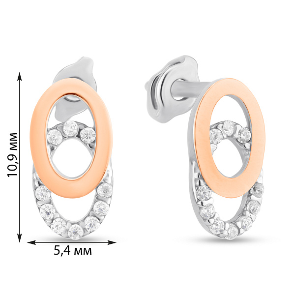 Серебряные серьги с золотой накладкой и с фианитами (арт. 7218/637сп) – изображение 2
