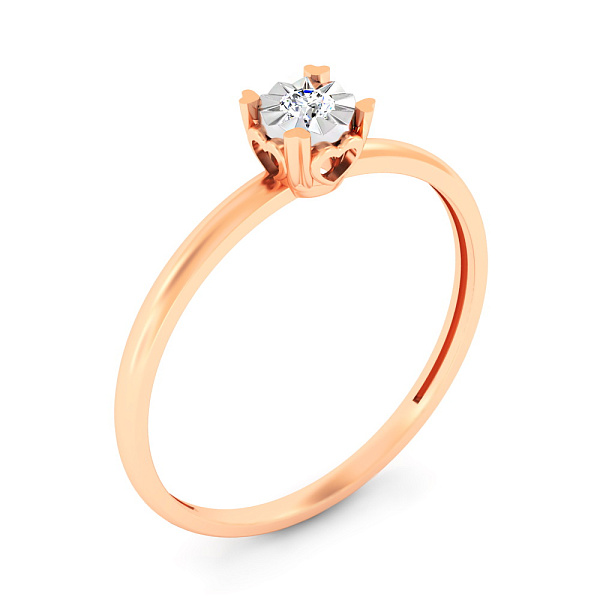 Золотое кольцо с бриллиантом (арт. К011673010) – изображение 1