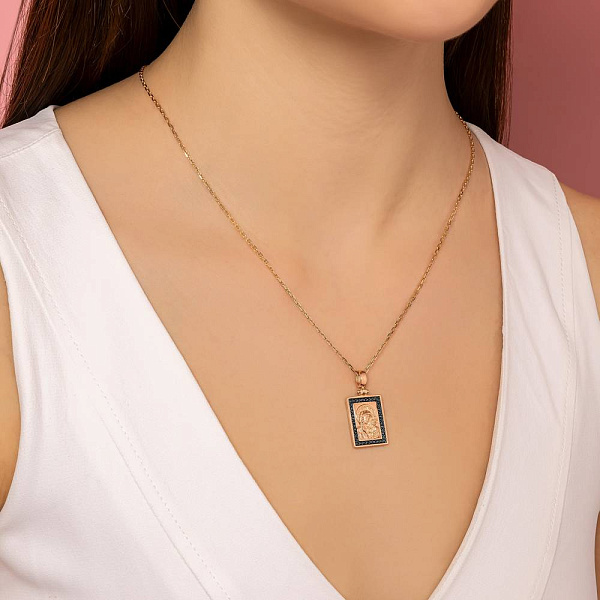 Золотая ладанка с фианитами (арт. 424949ч) – изображение 4