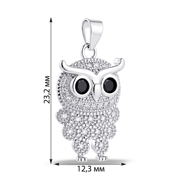 Серебряная подвеска сова с фианитами (арт. 7503/4859ч) – изображение 2