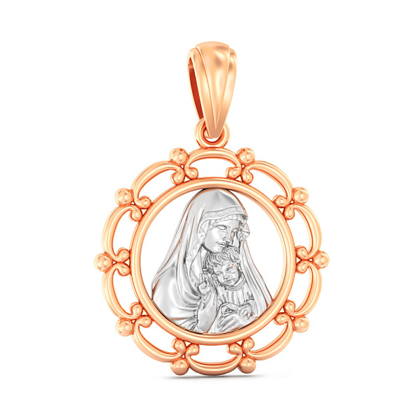 Ладанка з золота Божа Матір з немовлям (арт. 440947) – зображення 1