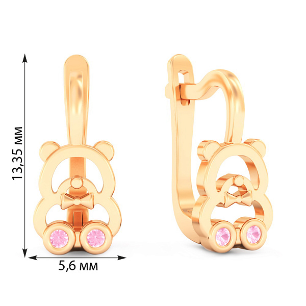 Серьги из красного золота Мишки с фианитами (арт. 111287р) – изображение 4