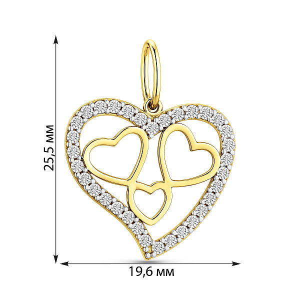 Подвеска из желтого золота сердечка с фианитами (арт. 422671ж) – изображение 2