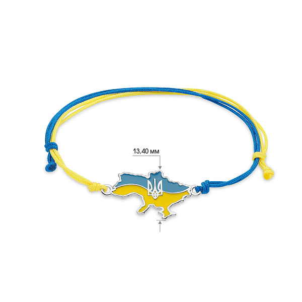 Браслет "Украина" на шелковой нити с серебряной вставкой (арт. 7309/443брпегж) – изображение 2