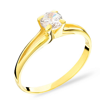 Фото Заручальна каблучка з жовтого золота з фіанітами (арт. 140445ж)