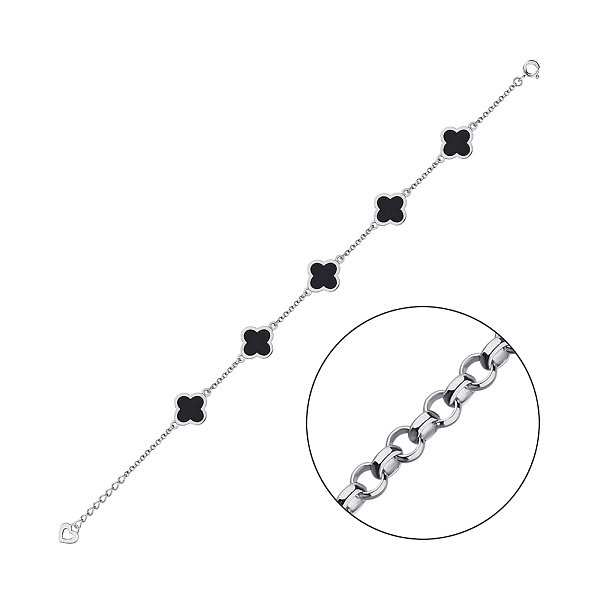 Браслет серебряный Клевер с эмалью (арт. 7509/805ечбрю) – изображение 1