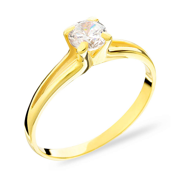 Заручальна каблучка з жовтого золота з фіанітами (арт. 140445ж) – зображення 1